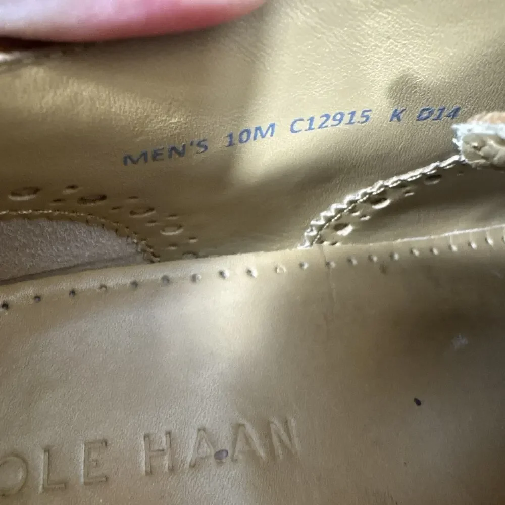 Cole Haan Men’s 10M Cognac Leather Wingtip Brogue Oxford Dress Shoes Heritage